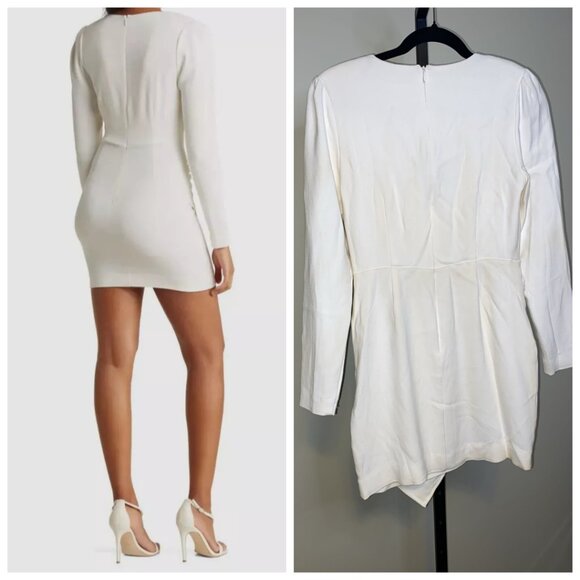 Ramy Brook Women's Ivory Kiera V-Neck Long Sleeve Mini Dress - Picture 2 of 8